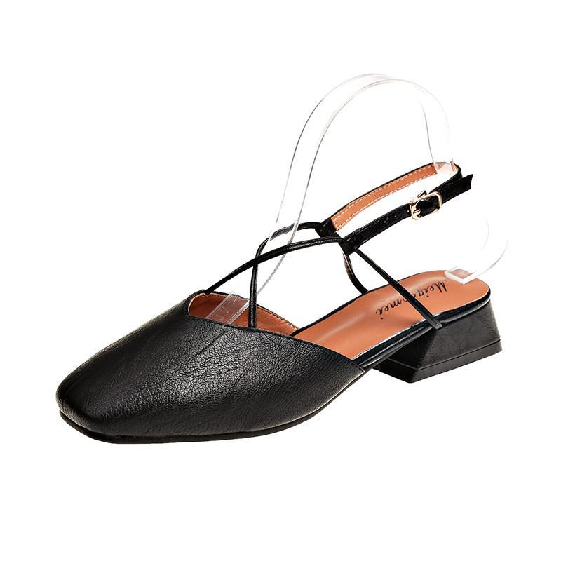 Square Heel Round Toe Sandals-Theone Apparel