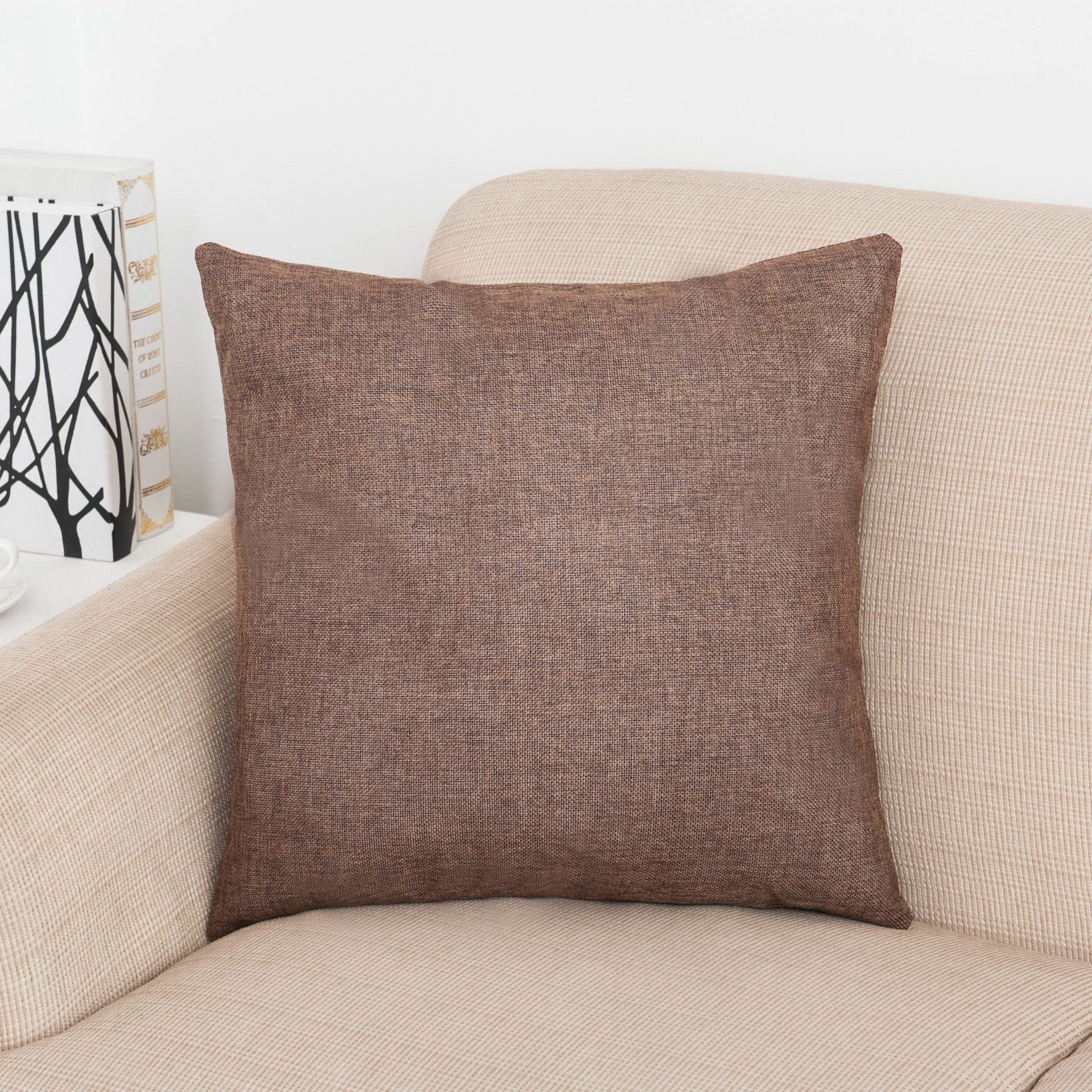 Square Solid Color Pillow Covers-Brown-Theone Apparel