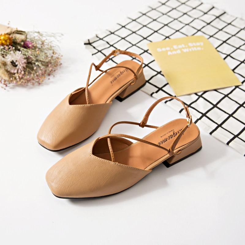 Square Toe Ankle Strap Sandals-Theone Apparel