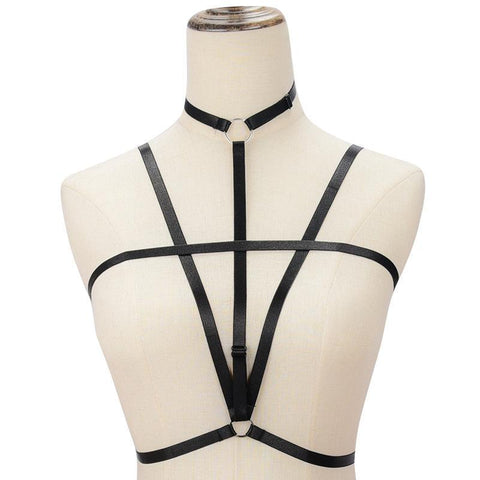 Strappy Open Bust Elastic Cage Bra