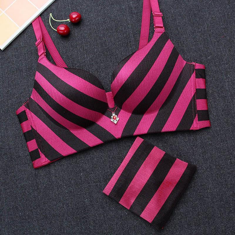 Striped Longline Push Up Bra-Theone Apparel