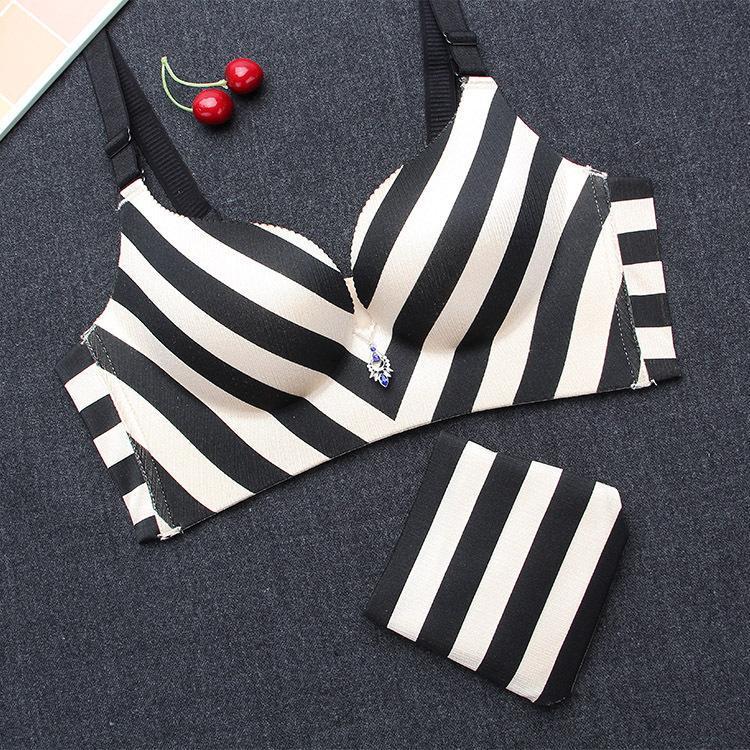 Striped Longline Push Up Bra-Theone Apparel