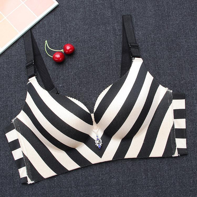 Striped Longline Push Up Bra-Theone Apparel