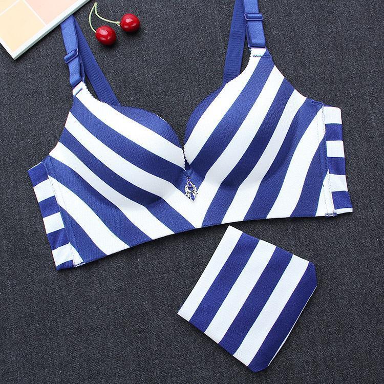 Striped Longline Push Up Bra-Theone Apparel
