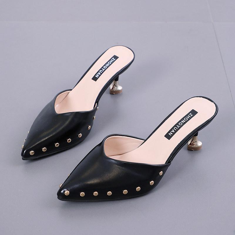 Stud Trim Statement Kitten Heels-Theone Apparel