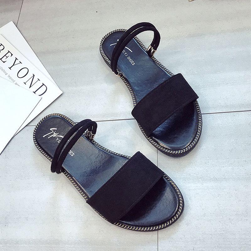 Suede Band Slide On Sandals-Theone Apparel