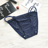 Vertical Pinstripe Fll Coverage Panties with Hip Straps