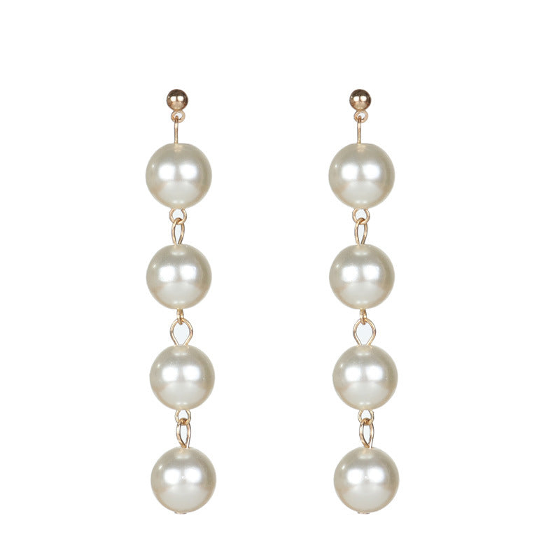 Tiered Faux Pearl Drop Earrings-Gold-Theone Apparel