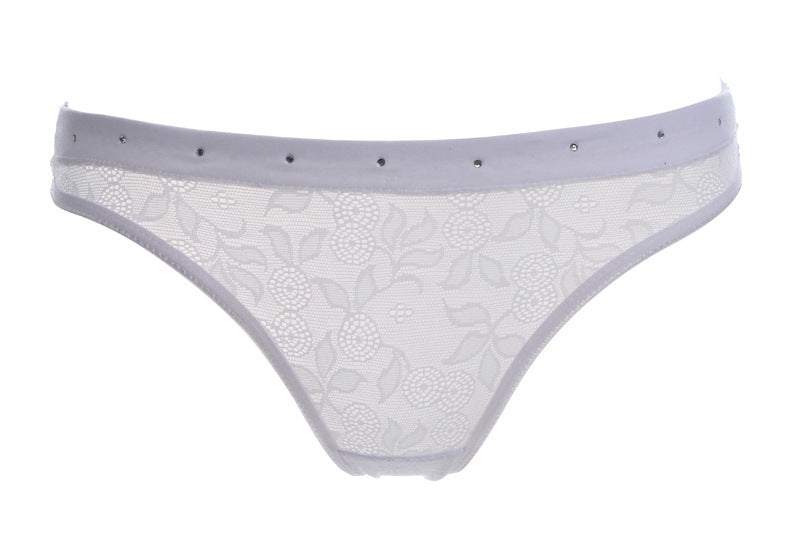 Transparent Black Lace Briefs with Ornate Waistband-White-Theone Apparel