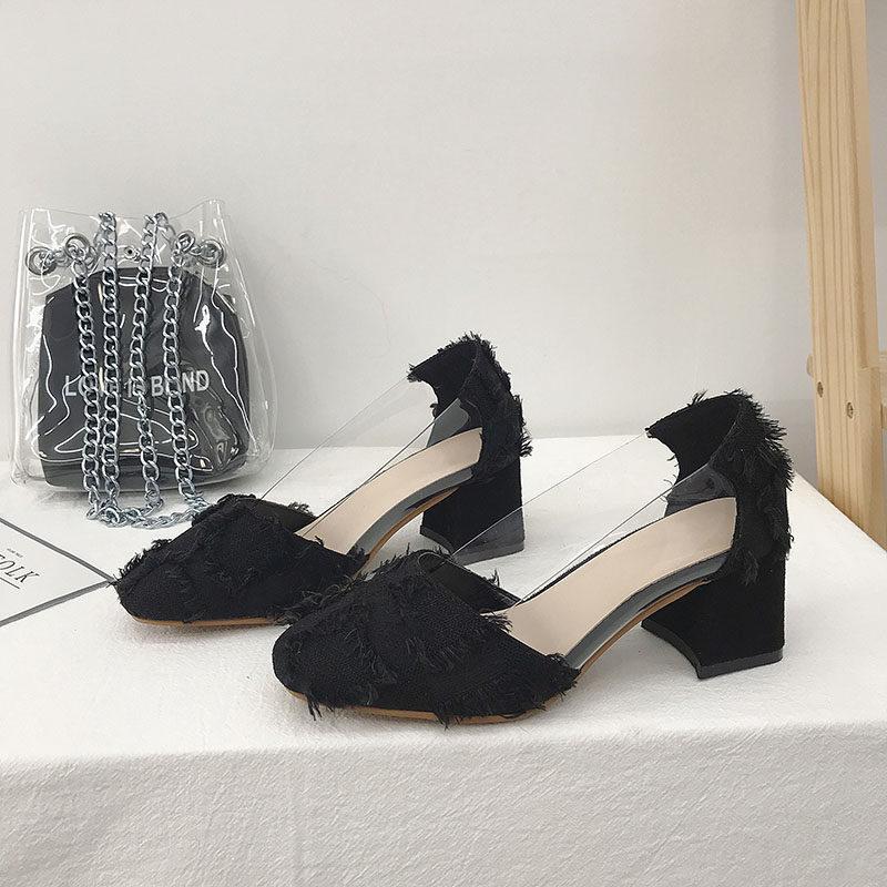 Transparent Fringe Trim Platform Heels-Theone Apparel