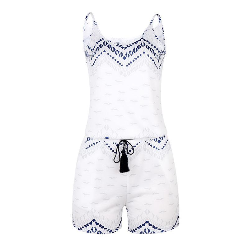 Tribal Print Tassel Tie Romper-Theone Apparel