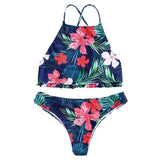 Tropical High Neck Bikini Set
