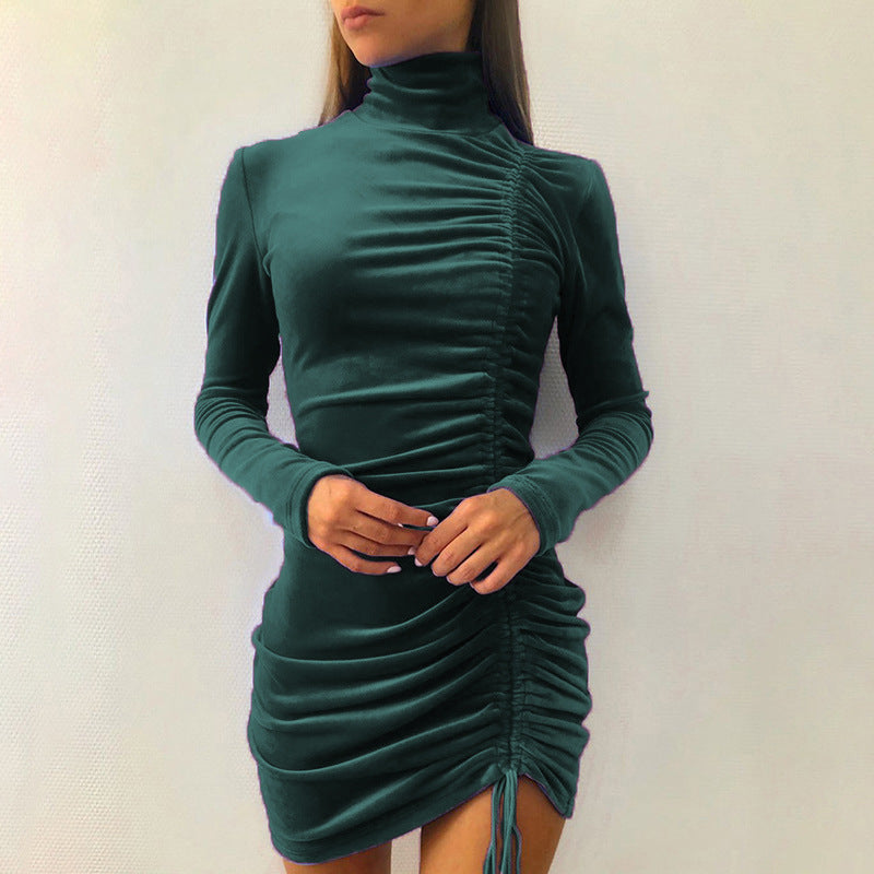 long sleeve green velvet bodycon dress boohoo Women's Velvet Lace Long Sleeve Mini Dress in Green