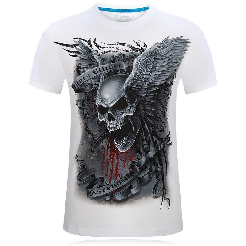Winged Skull Grayscale Graphic Tee