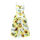 Flower Print Button Up Summer Dress