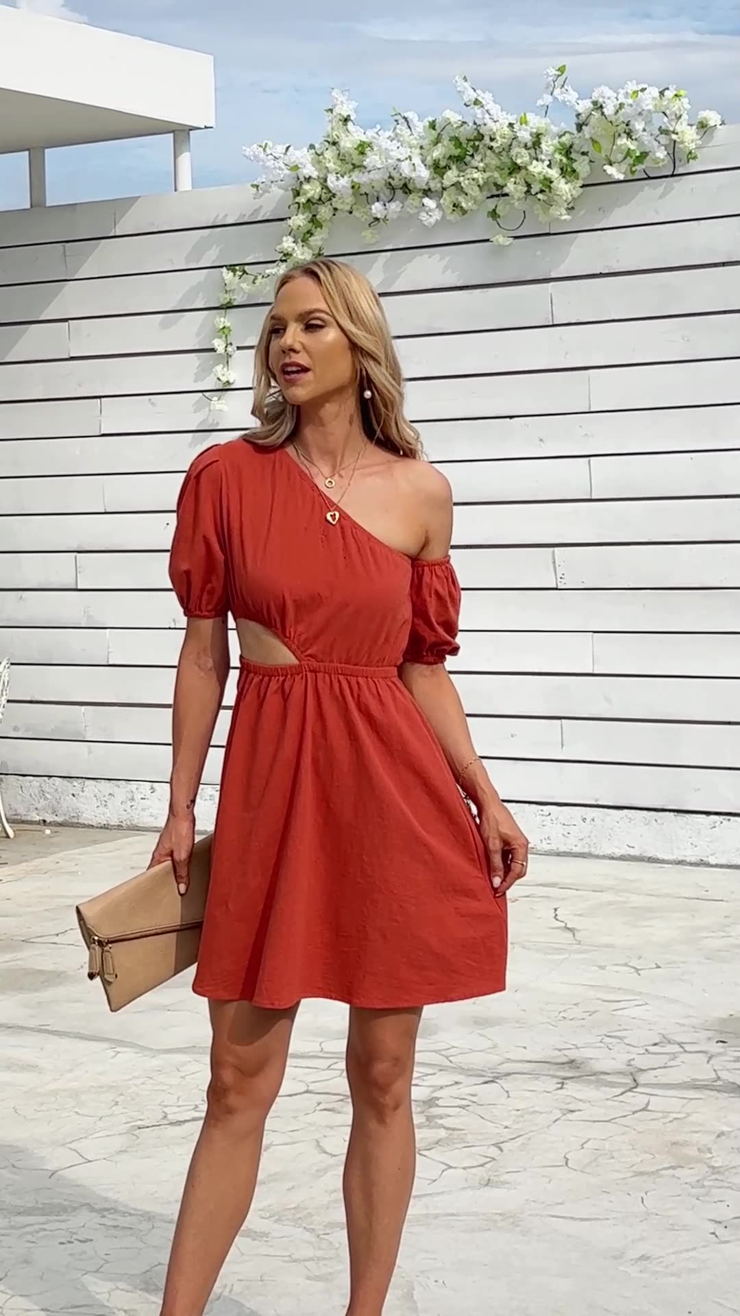 Women's Asymmetrical Short Sleeved Mini Dress