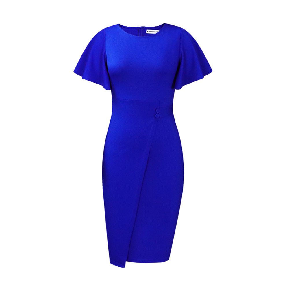 green emerald velvet dress Blue Floral Short Sleeve Midi Dress - All Dresses main image 1