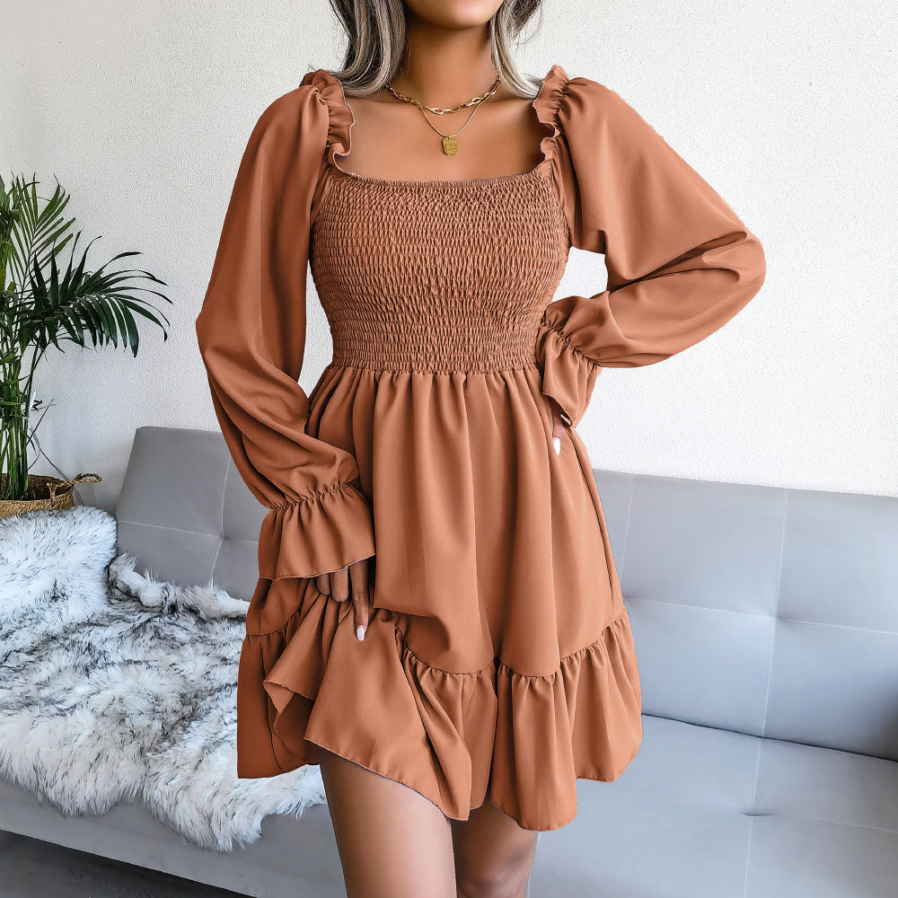 Women's Loose Fitting Long Sleeved Mini Dress, Claret / XL
