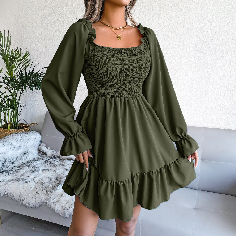 loose long sleeve mini dress Eawtki Women's V Neck Long Sleeve Mini Dress Vertical Stripes Ruffle Trim  Loose Fit Casual Summer Tunic Dress For Women
