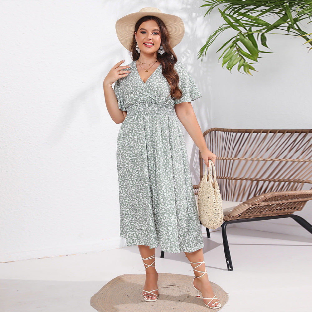 Women's Short Sleeve Loose Fitting Midi Dress