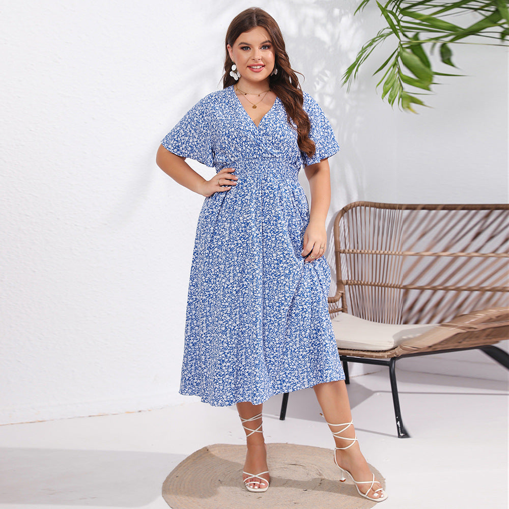 Women's Short Sleeve Loose Fitting Midi Dress