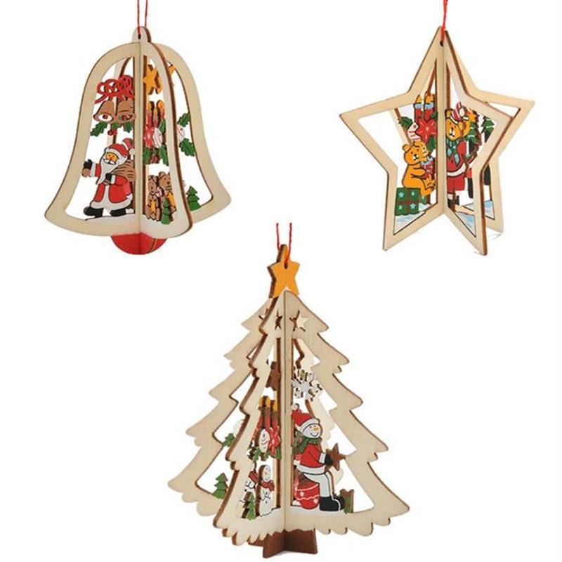 Wooden Bell Holiday Tree Ornaments