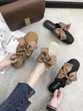 Woven Bow Top Slip On Sandals
