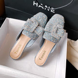 Bedazzled Bow Top Slipper Shoes - THEONE APPAREL