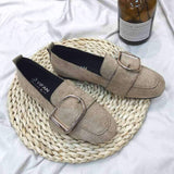 Big Buckle Suede Loafer Flats - THEONE APPAREL