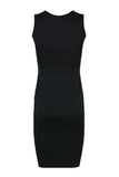Black Faux Leather-Accent Sheath Dress - THEONE APPAREL
