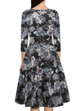 Black Floral Surplice A-Line Dress - THEONE APPAREL