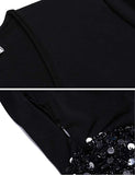 Black Sequin Skirt Short-Sleeve Dress - THEONE APPAREL
