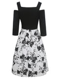 Black & White Floral Cutout Dress - THEONE APPAREL