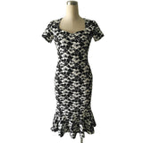 Black & White Floral Ruffle-Hem Dress - THEONE APPAREL