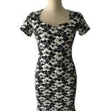 Black & White Floral Ruffle-Hem Dress - THEONE APPAREL