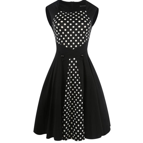 Black & White Polka Dot Contrast Dress - THEONE APPAREL