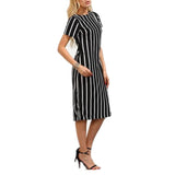 Black & White Stripe Midi Dress - THEONE APPAREL