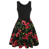 Blocked Floral Scoop Tank Dress - THEONE APPAREL