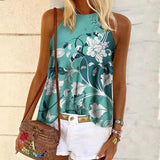 Botanical Graphic Sleeveless Vest Casual Top - THEONE APPAREL