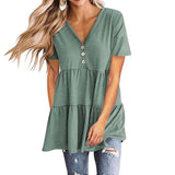 Button Empire Waist Solid Color Women's Top - THEONE APPAREL
